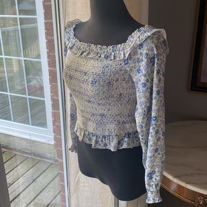 INTERMIX FLORAL BLOUSE SMOCK DETAIL
